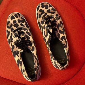 Keds + Kate spade Leopard Print Lace-Up Sneakers in Beige and Black